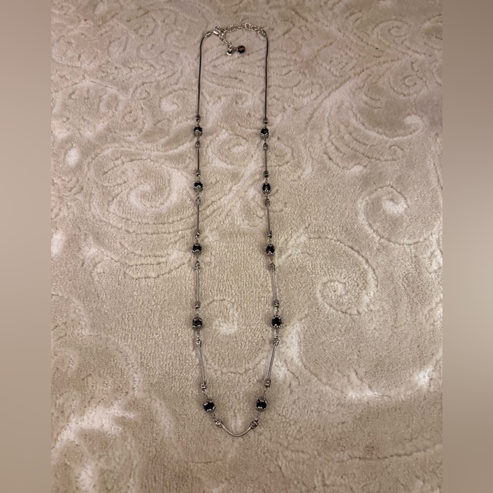 Brighton Silver and Black Beaded Long Necklace